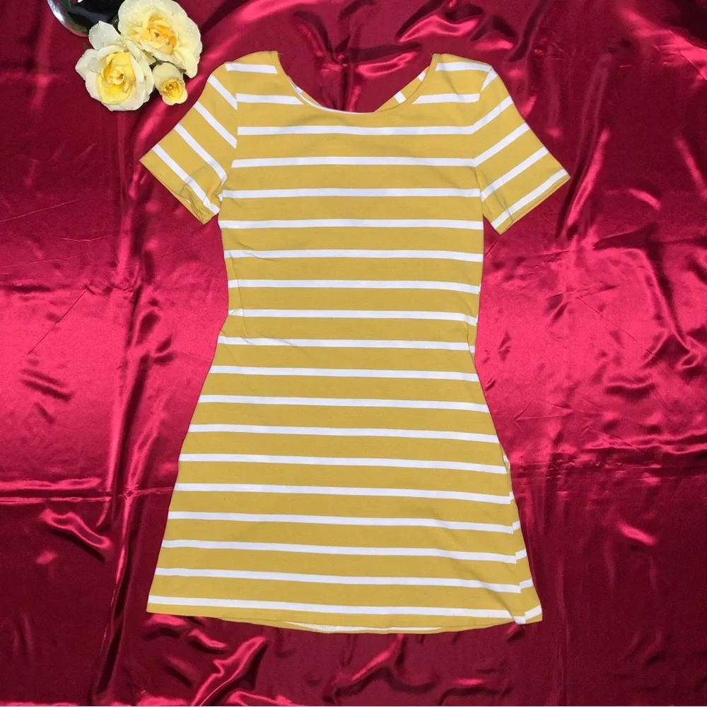 Feager Short Sleeve Stripe Knit Shift Dress - Picture 5 of 7
